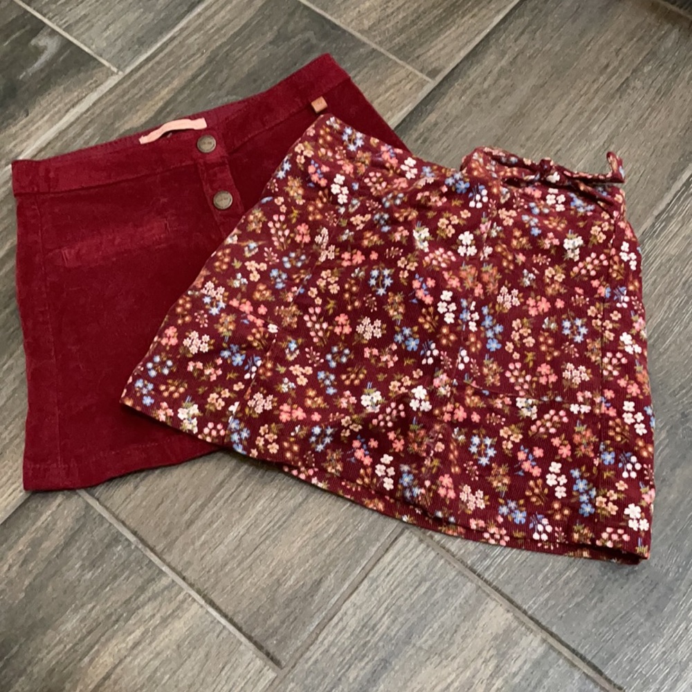 2 winter skirts 4T maroon • burgundy • velvet • corduroy